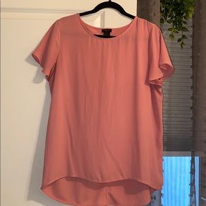 Ann Taylor Factory Pink Flutter Sleeve Blouse